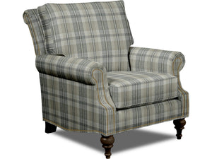 Craftmaster Essentials Gracious Traditional Plaid Accent Armchair with Nailhead Trim