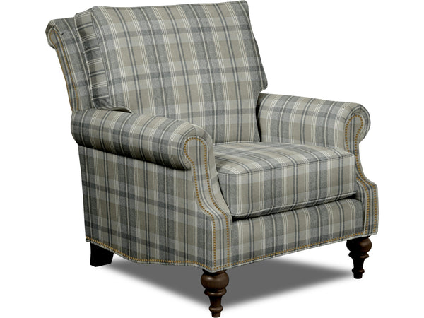 Craftmaster Essentials Gracious Traditional Plaid Accent Armchair with Nailhead Trim