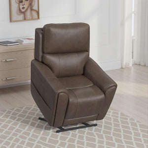 Carter Cappuccino Fabric Power Lift Recliner with Power Headrest, Lumbar, Heat & Massage