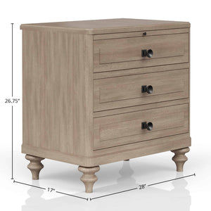 Heritage Coastal Breeze Living 3-Drawer Nightstand with USB in Wire Brushed Sand Finish