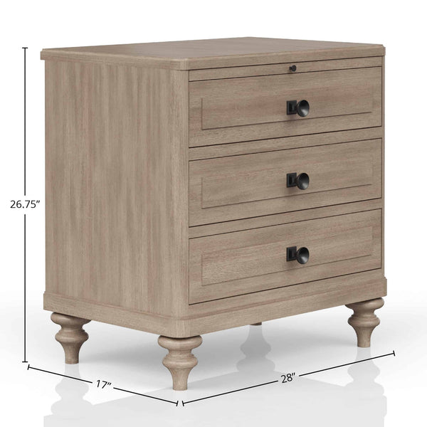 Heritage Coastal Breeze Living 3-Drawer Nightstand with USB in Wire Brushed Sand Finish
