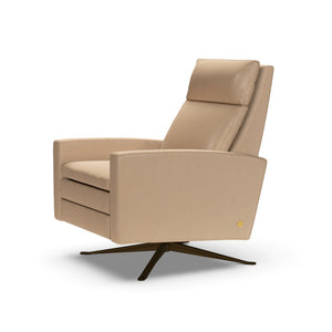 American Leather Simon Re-Invented Swivel Recliner Chair in Bison Champagne