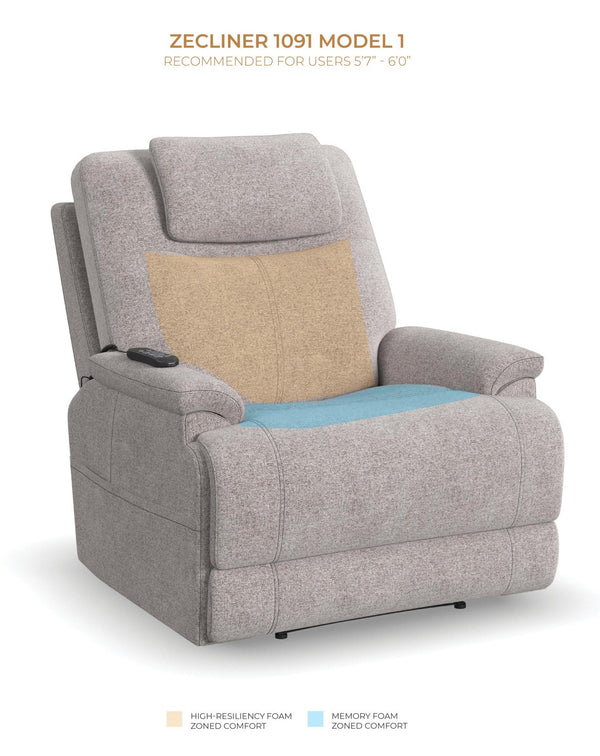 Flexsteel Zero Gravity Zecliner Model 1 Fabric Power Sleep Recliner with Power Headrest & Lumbar in Dove