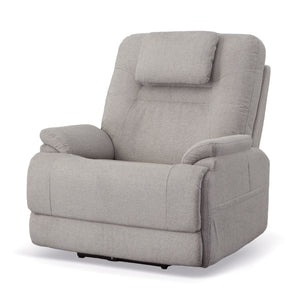 Flexsteel Zecliner Model 2+ Dove Fabric Power Lift Sleep Recliner with Power Headrest, Lumbar, Heat & Massage