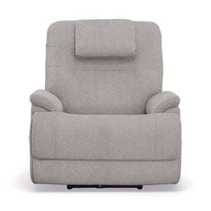 Flexsteel Zecliner Model 2+ Dove Fabric Power Lift Sleep Recliner with Power Headrest, Lumbar, Heat & Massage