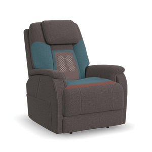 Flexsteel Zecliner Model 3+ Umber Fabric Power Rocking Recliner with Power Headrest, Power Lumbar, Heat & Air Massage