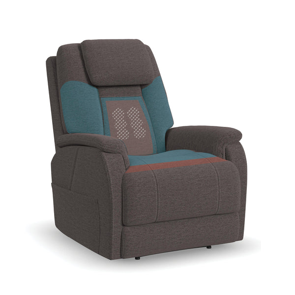 Flexsteel Zecliner Model 3+ Umber Fabric Power Rocking Recliner with Power Headrest, Power Lumbar, Heat & Air Massage