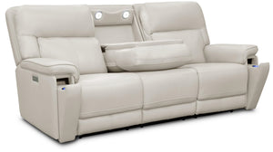 Moto Motion Harmony Triple Power Sofa with Home Theater & Middle Speaker & Air Massage & 3-Zone Heating & Zero Gravity In Sorrento Dove Leather