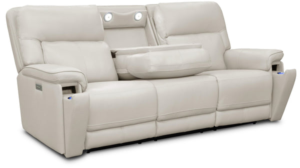 Moto Motion Harmony Triple Power Sofa with Home Theater & Middle Speaker & Air Massage & 3-Zone Heating & Zero Gravity In Sorrento Dove Leather
