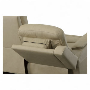 Flexsteel Harrison Leather Triple Power Loveseat with Heat & Massage in Beige