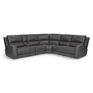 Parker House Belmont Autumn Fog Leather 6-Piece Zero-Gravity Modular Power Reclining Sectional