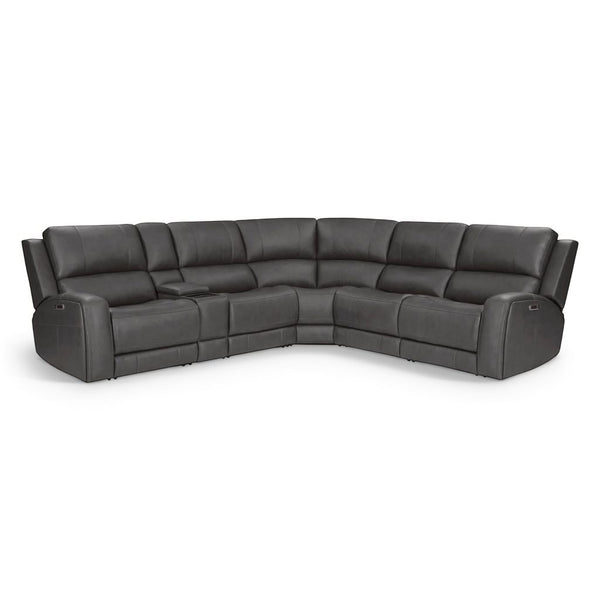 Parker House Belmont Autumn Fog Leather 6-Piece Zero-Gravity Modular Power Reclining Sectional