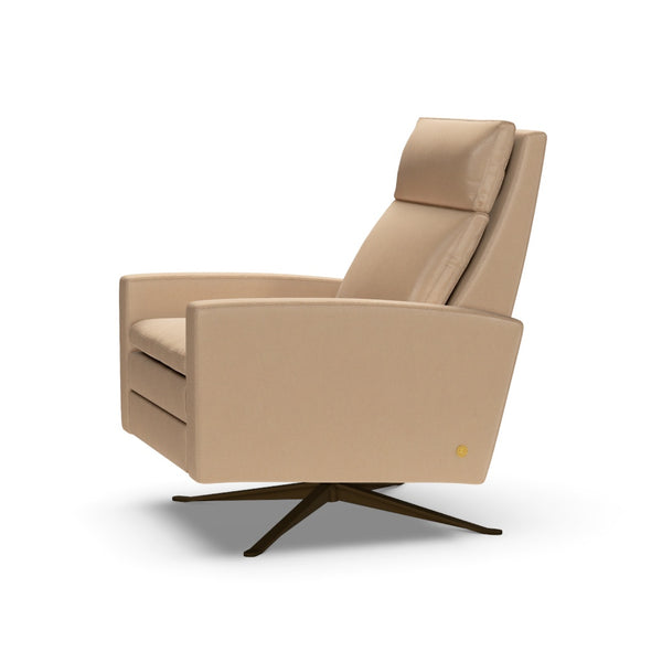 American Leather Simon Re-Invented Swivel Recliner Chair in Bison Champagne