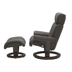 Stressless Magic Medium Chair & Ottoman Paloma Metal Grey Classic Base Wenge Finish