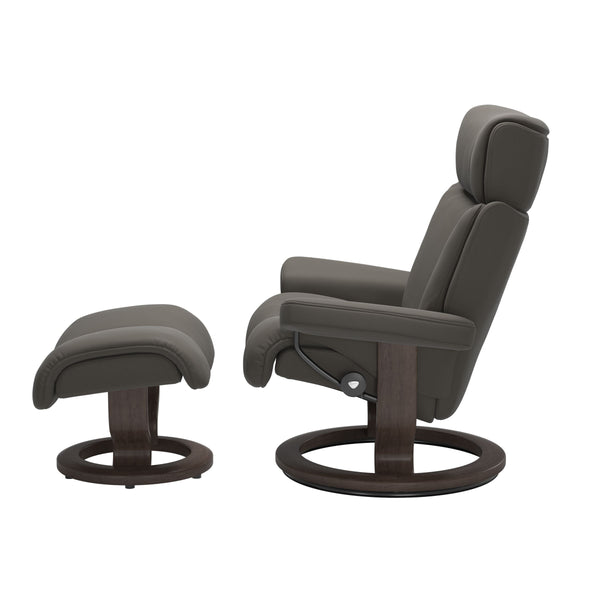 Stressless Magic Medium Chair & Ottoman Paloma Metal Grey Classic Base Wenge Finish