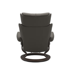 Stressless Magic Medium Chair & Ottoman Paloma Metal Grey Classic Base Wenge Finish