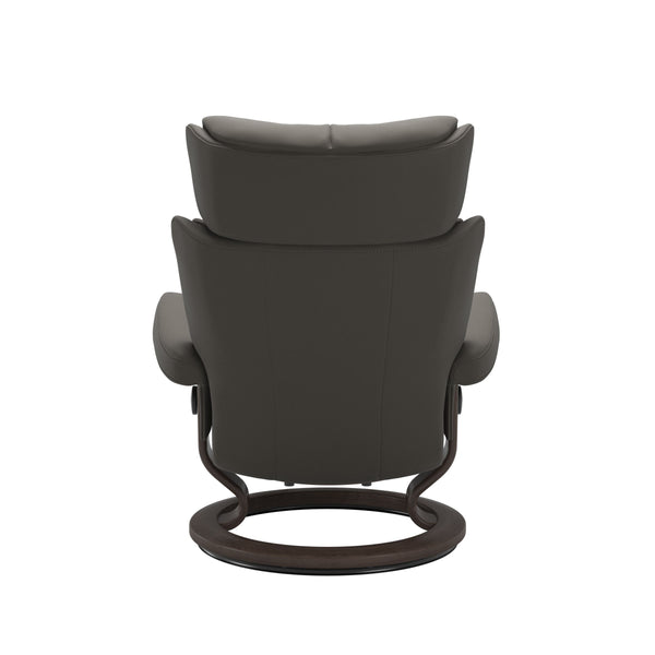 Stressless Magic Medium Chair & Ottoman Paloma Metal Grey Classic Base Wenge Finish