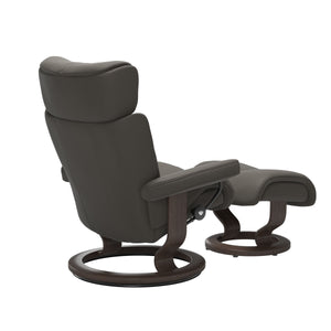 Stressless Magic Medium Chair & Ottoman Paloma Metal Grey Classic Base Wenge Finish