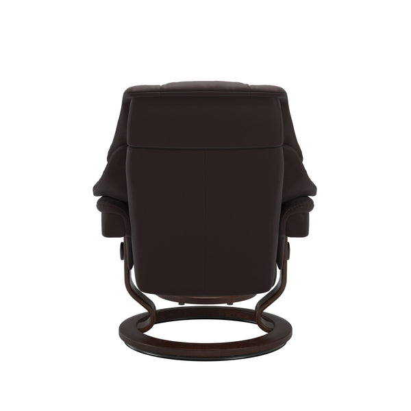Stressless Reno Medium Chair & Ottoman in Paloma Chocolate with Classic Base & Brown Finish