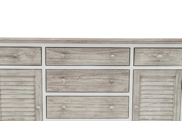 Seawinds Islamorada Clean White & Grey 6-Drawer 2-Door Dresser
