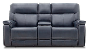 Moto Motion Harmony Console Loveseat with Home Theater & Multi Media & Air Massage & 3-Zone Heating & Zero Gravity In Sorrento Ocean Leather