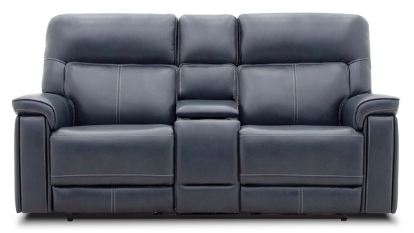 Moto Motion Harmony Console Loveseat with Home Theater & Multi Media & Air Massage & 3-Zone Heating & Zero Gravity In Sorrento Ocean Leather
