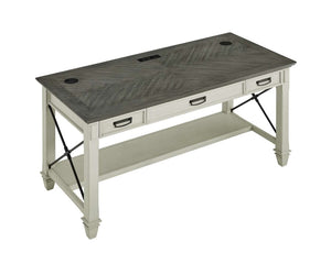 Martin Furniture Hartford Linen White Writing Desk with Gray Patterned Top