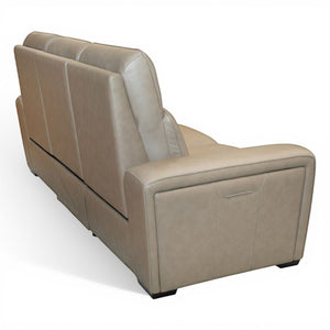 Flexsteel Sense Italian Leather Power Reclining Sofa with Power Headrest, Lumbar & Pulse in Greige