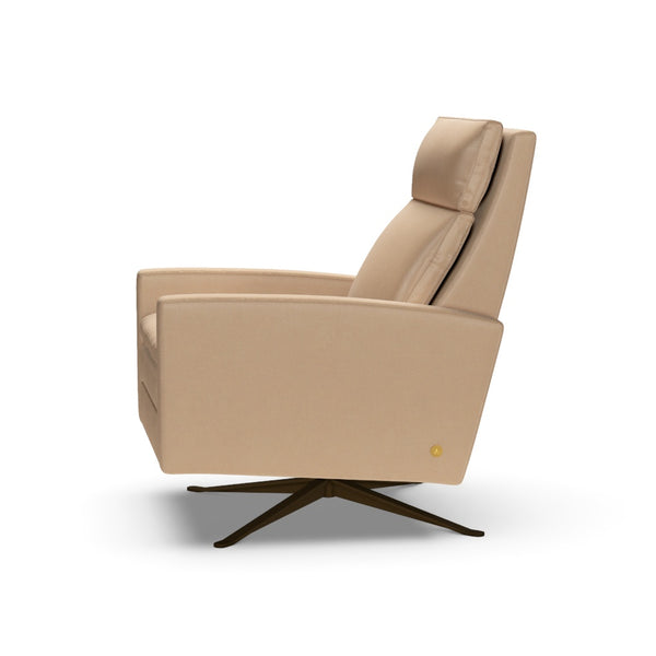American Leather Simon Re-Invented Swivel Recliner Chair in Bison Champagne