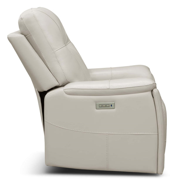 Moto Motion Harmony Console Loveseat with Home Theater & Multi Media & Air Massage & 3-Zone Heating & Zero Gravity In Sorrento Dove Leather