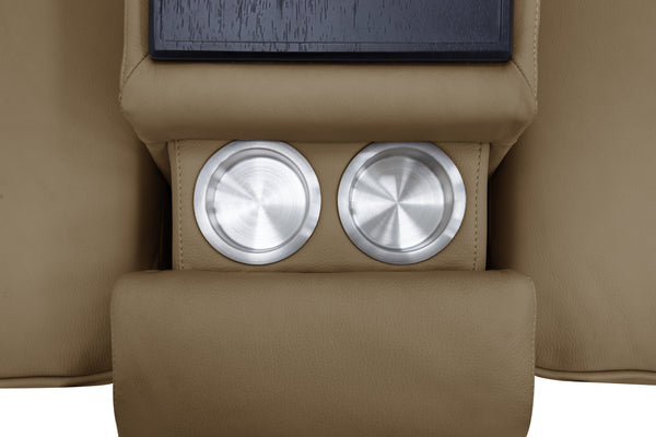 Moto Motion Melody 6-Piece Triple Power Cappuccino Leather Sectional with Speaker Audio Headrests