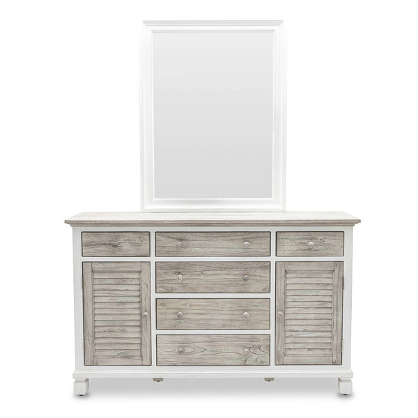 Seawinds Islamorada Clean White & Grey 6-Drawer 2-Door Dresser