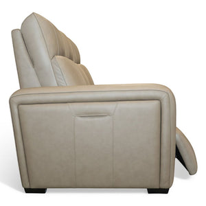 Flexsteel Sense Italian Leather Power Reclining Sofa with Power Headrest, Lumbar & Pulse in Greige