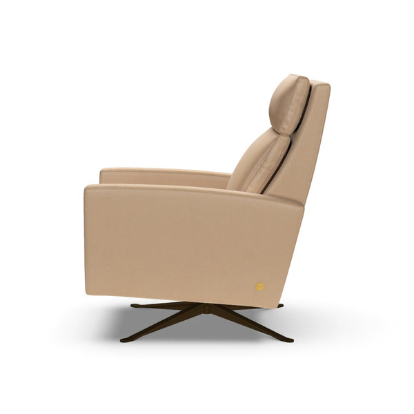 American Leather Simon Re-Invented Swivel Recliner Chair in Bison Champagne