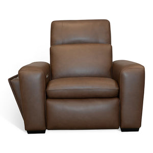 Flexsteel Sense Italian Leather Power Recliner with Power Headrest, Lumbar & Pulse in Espresso