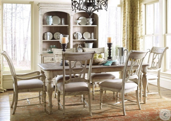 Kincaid Weatherford Rectangular Dining Table In Cornsilk Finish with 4 Side Chairs & 2 Armchairs