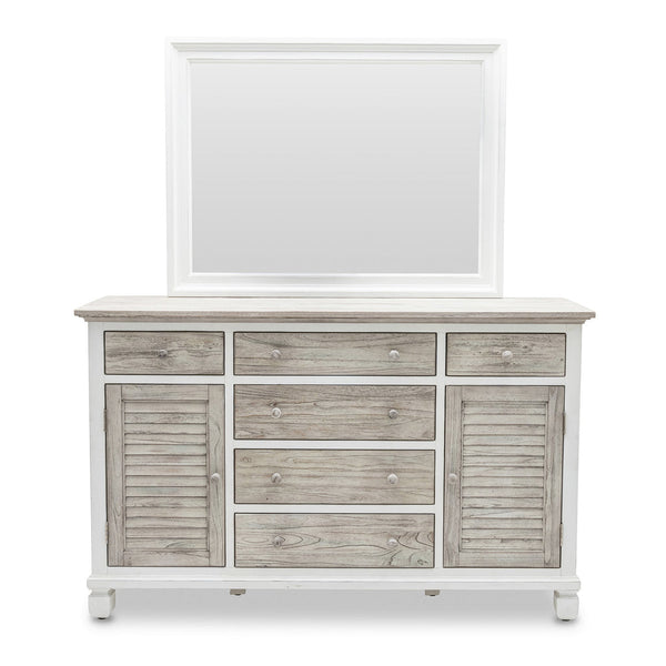 Seawinds Islamorada Clean White & Grey 6-Drawer 2-Door Dresser