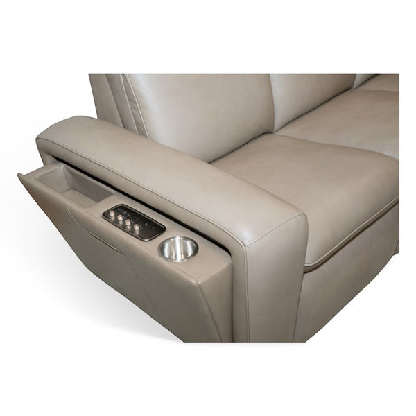 Flexsteel Sense Italian Leather Power Reclining Sofa with Power Headrest, Lumbar & Pulse in Greige