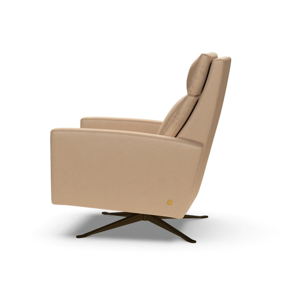 American Leather Simon Re-Invented Swivel Recliner Chair in Bison Champagne