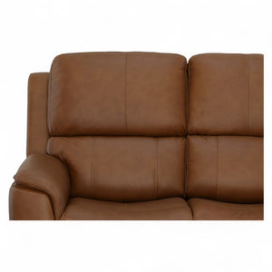Flexsteel Harrison Leather Triple Power Loveseat with Heat & Massage in Caramel