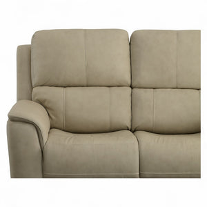 Flexsteel Harrison Leather Triple Power Loveseat with Heat & Massage in Beige