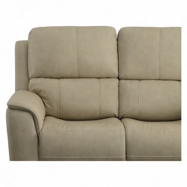 Flexsteel Harrison Leather Triple Power Loveseat with Heat & Massage in Beige
