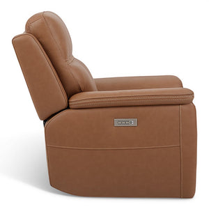 Flexsteel Sawyer Harvest Brown Leather Power Recliner with Power Headrest & Lumbar