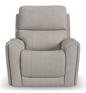 Flexsteel Carter Power Recliner with Power Headrest & Lumbar in Dove Fabric