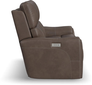 Flexsteel Carter Cappuccino Power Reclining Loveseat with Power Headrests & Lumbar
