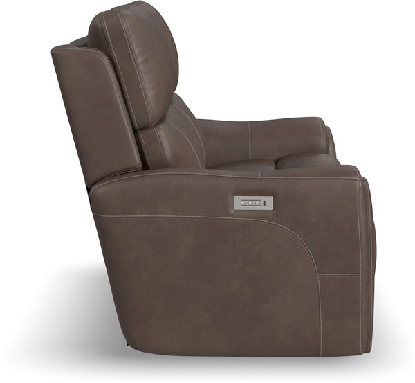 Flexsteel Carter Cappuccino Power Reclining Loveseat with Power Headrests & Lumbar