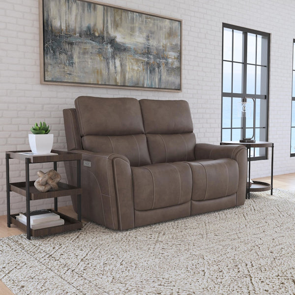 Flexsteel Carter Cappuccino Power Reclining Loveseat with Power Headrests & Lumbar