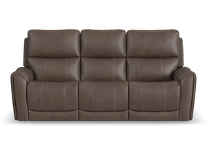 Flexsteel Carter Cappucino Power Reclining Sofa with Console & Power Headrests & Lumbar