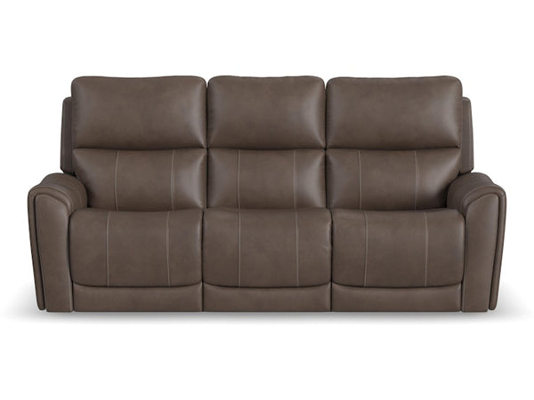 Flexsteel Carter Cappucino Power Reclining Sofa with Console & Power Headrests & Lumbar