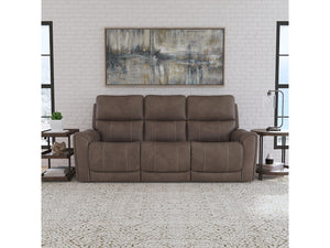 Flexsteel Carter Cappucino Power Reclining Sofa with Console & Power Headrests & Lumbar